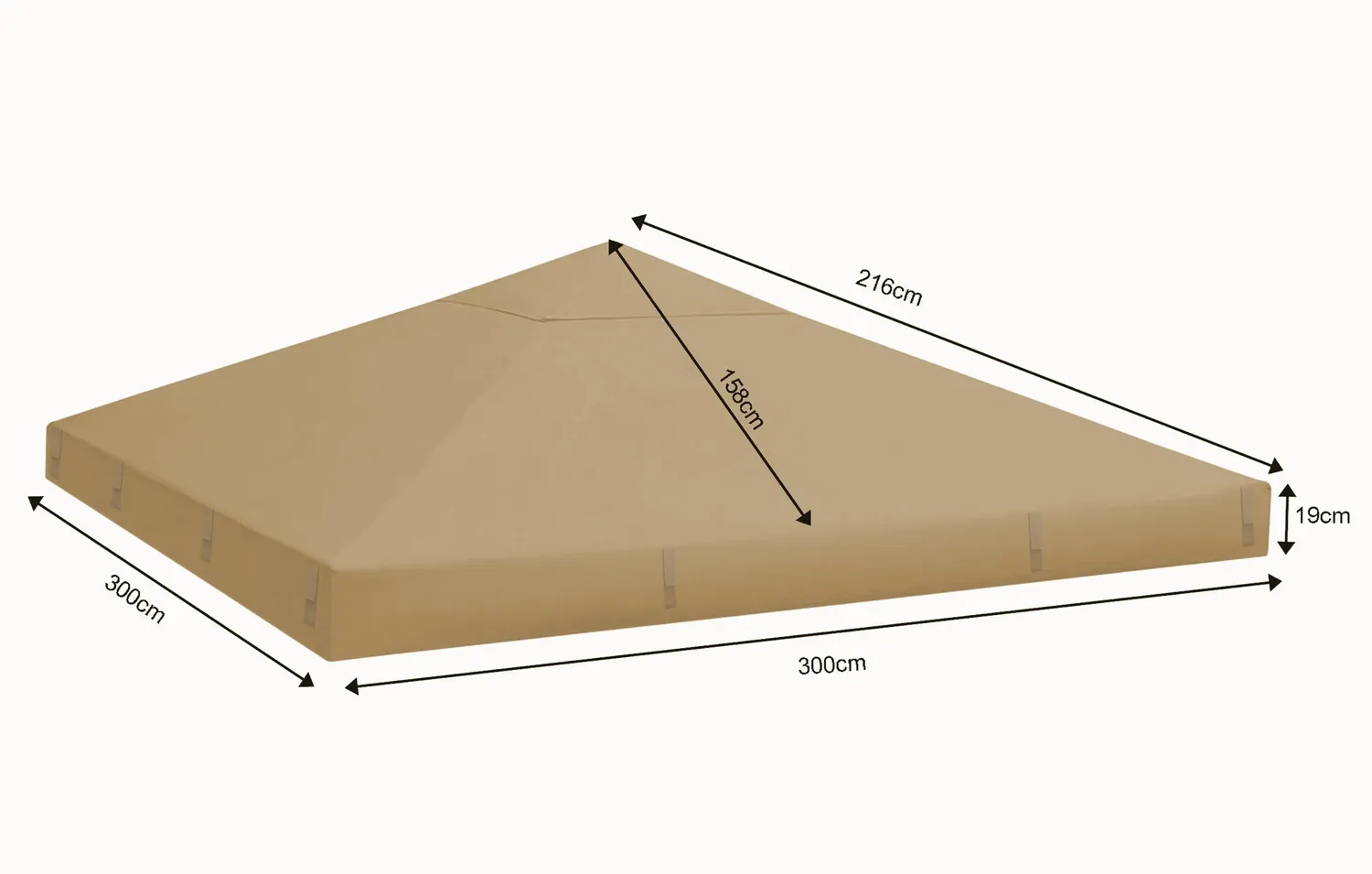 QUICK STAR Telo Ricambio Gazebo 3x3 Beige PVC