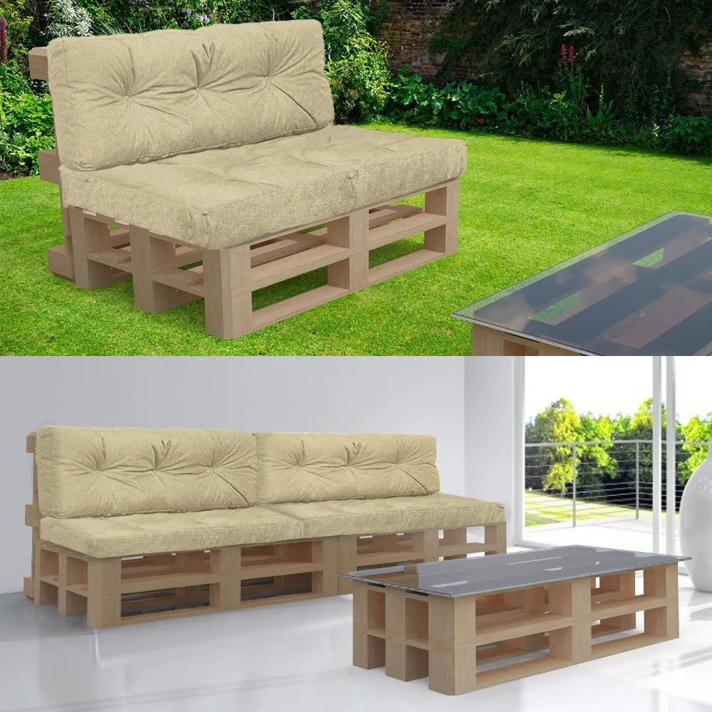 VOUNOT Set 4 Cuscini Pallet Beige 120x80cm Esterno Sfoderabili