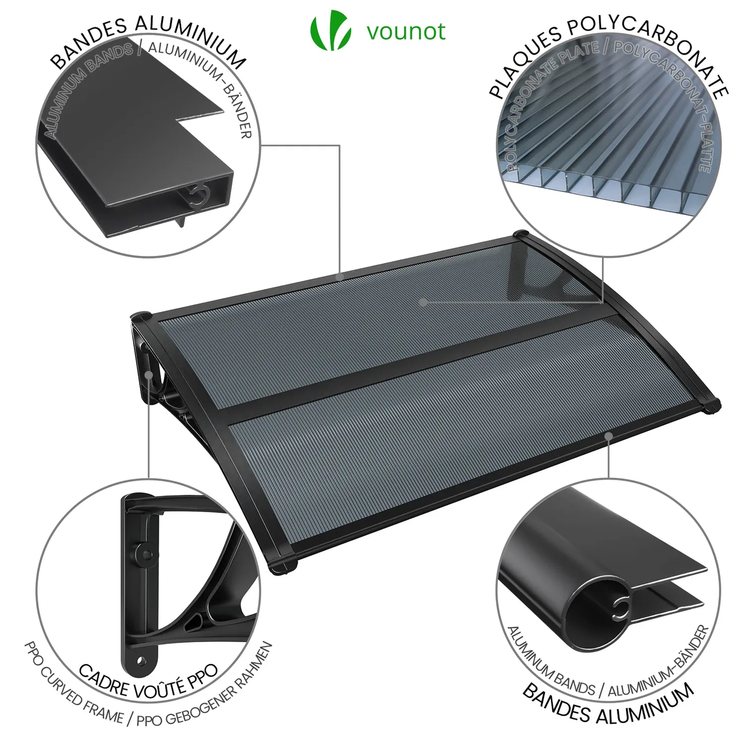 VOUNOT pensilina porta 120x80 policarbonato antracite
