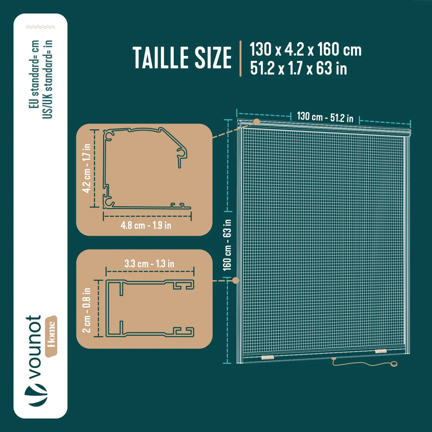 VOUNOT Zanzariera Finestra Avvolgibile 130x160cm Bianca