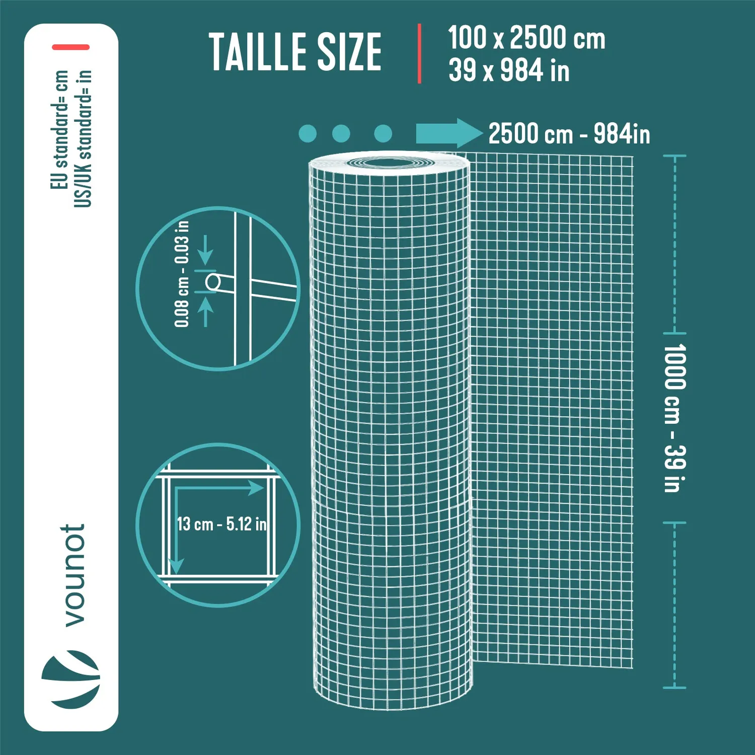 Vounot Rete Metallica elettrosaldata 1x25 m grigia 13 mm