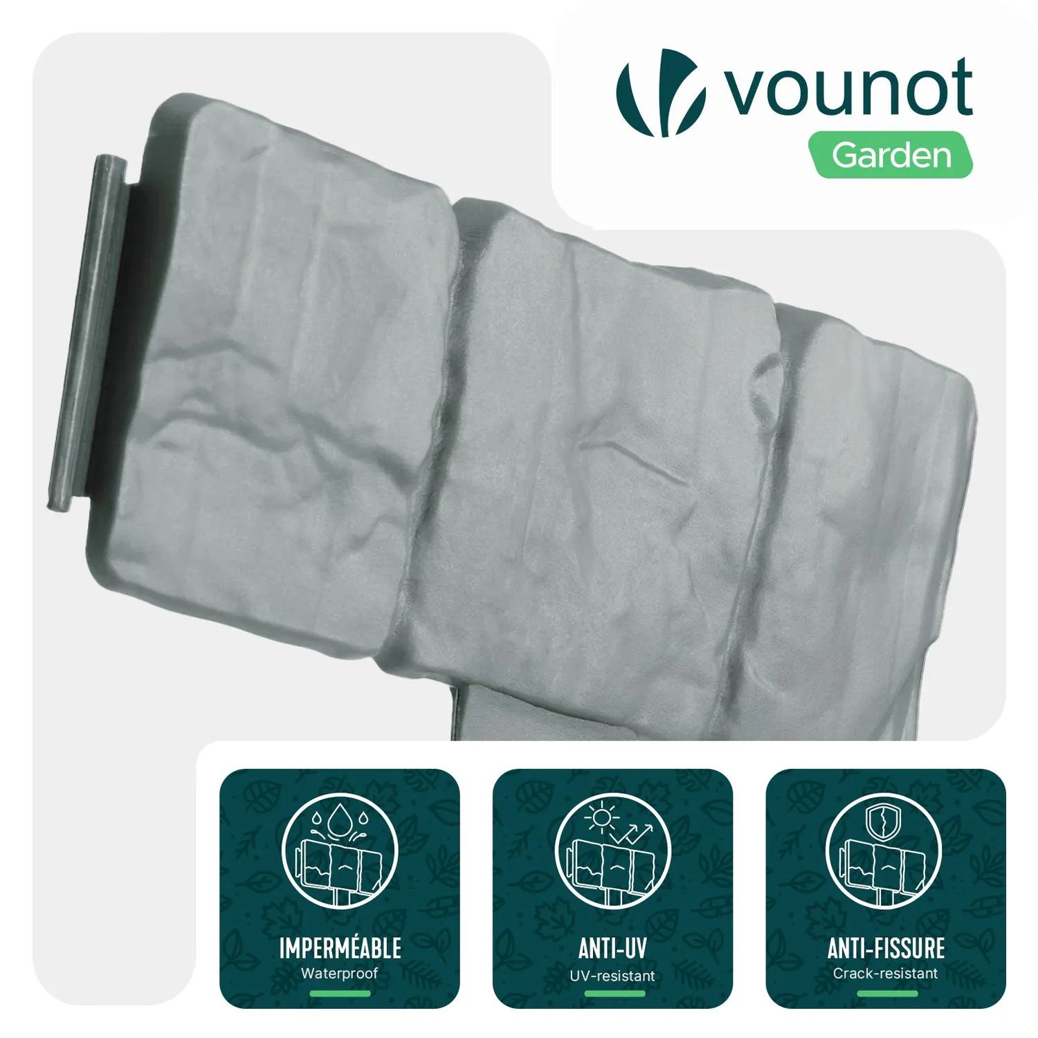 Vounot bordura giardino plastica 10m grigio chiaro pietra