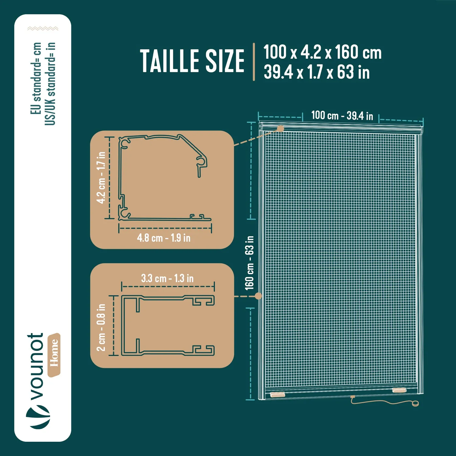 VOUNOT Zanzariera Finestra Avvolgibile 100x160cm Bianca