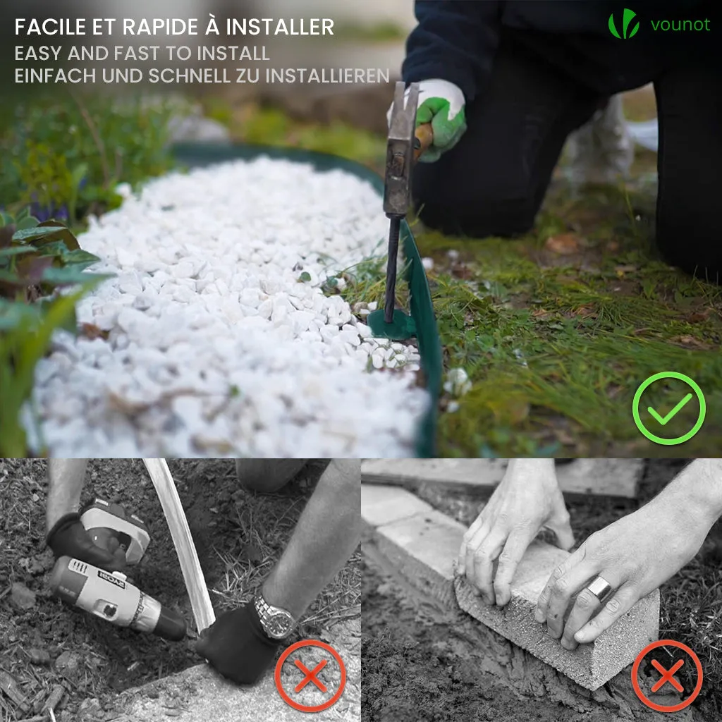 Vounot Bordura Giardino PVC 40 m Verde con Picchetti