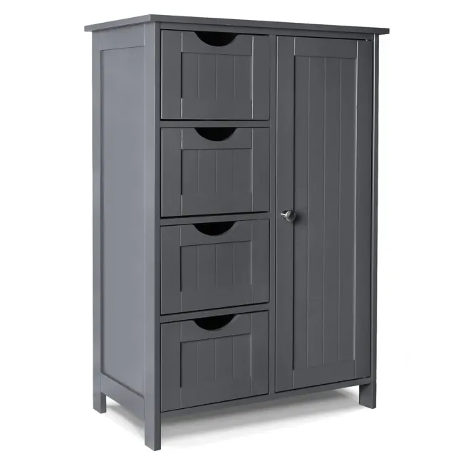 VOUNOT Mobile bagno 4 cassetti 1 anta 82x55x30 cm grigio