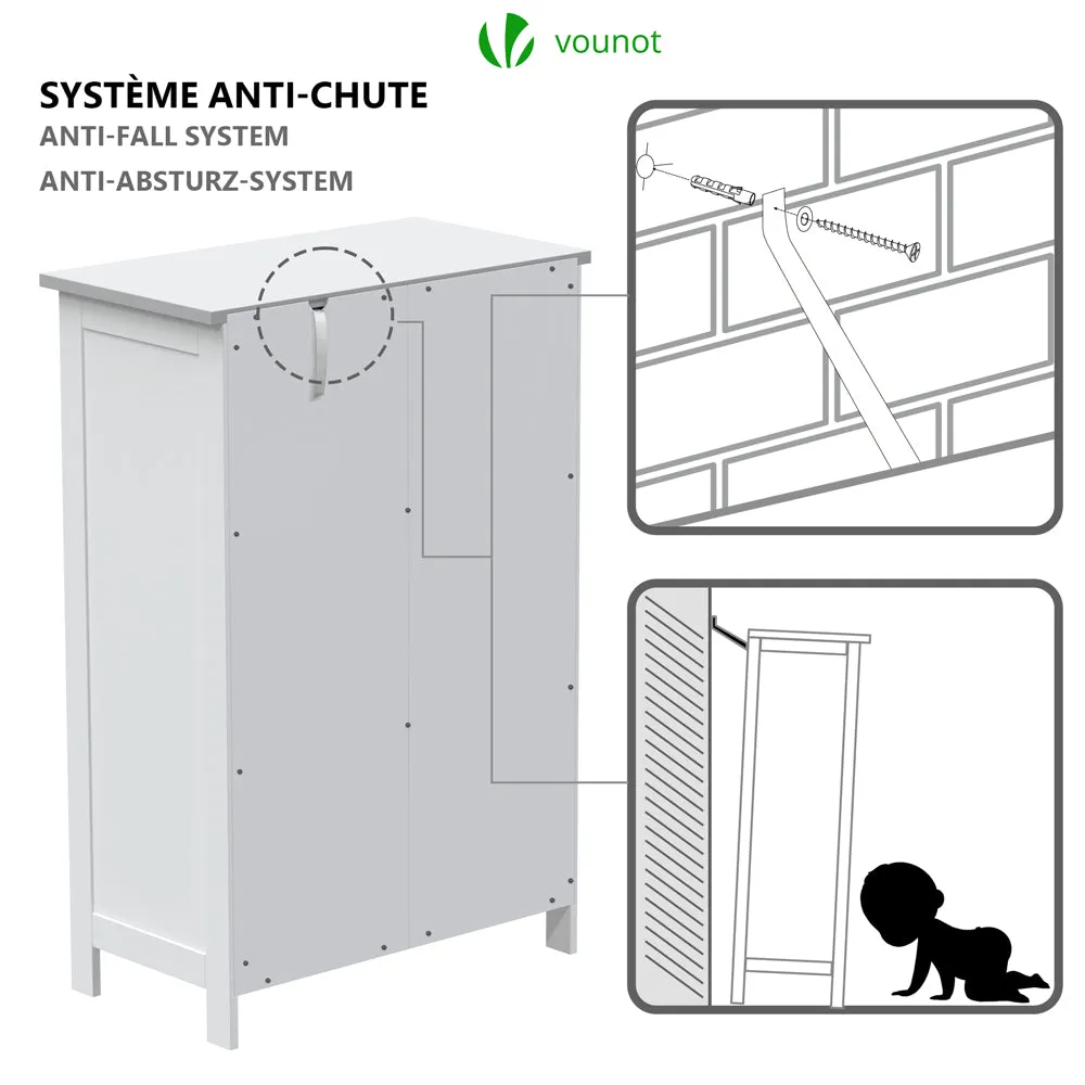 VOUNOT Mobile Bagno 4 Cassetti 1 Anta 82x55x30 Bianco