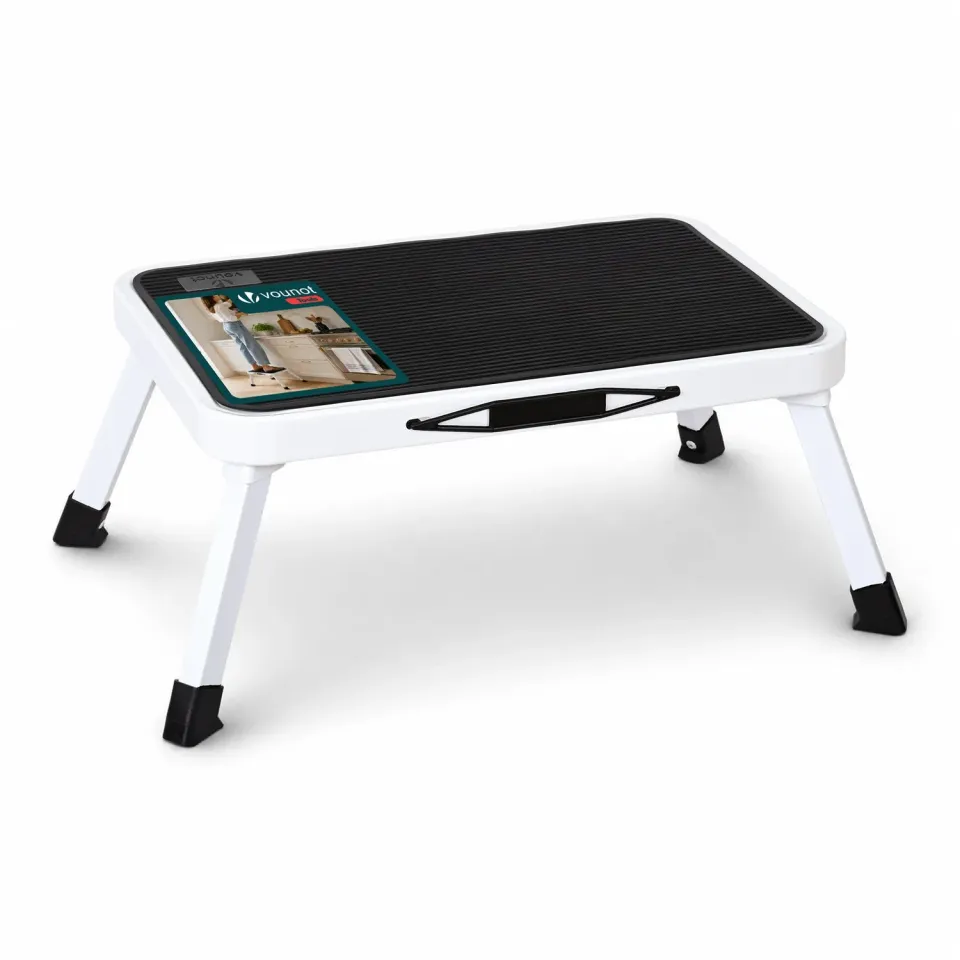 VOUNOT scalino pieghevole acciaio bianco 150kg