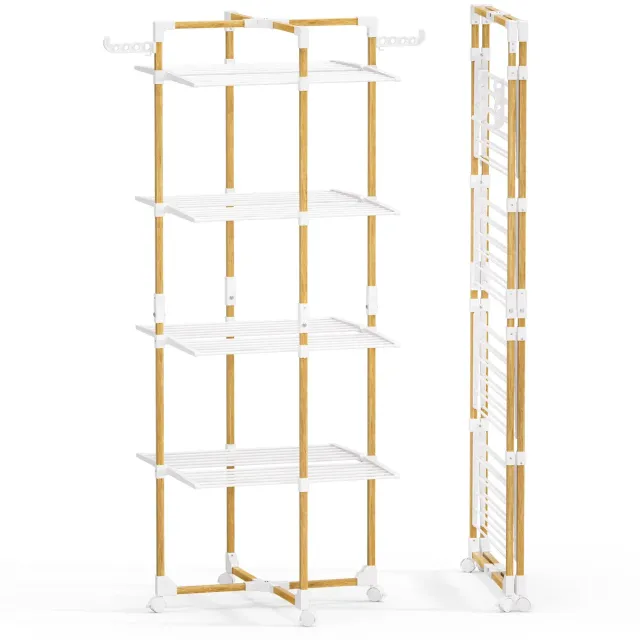 VOUNOT Stendibiancheria Verticale Torre 4 Livelli Bianco