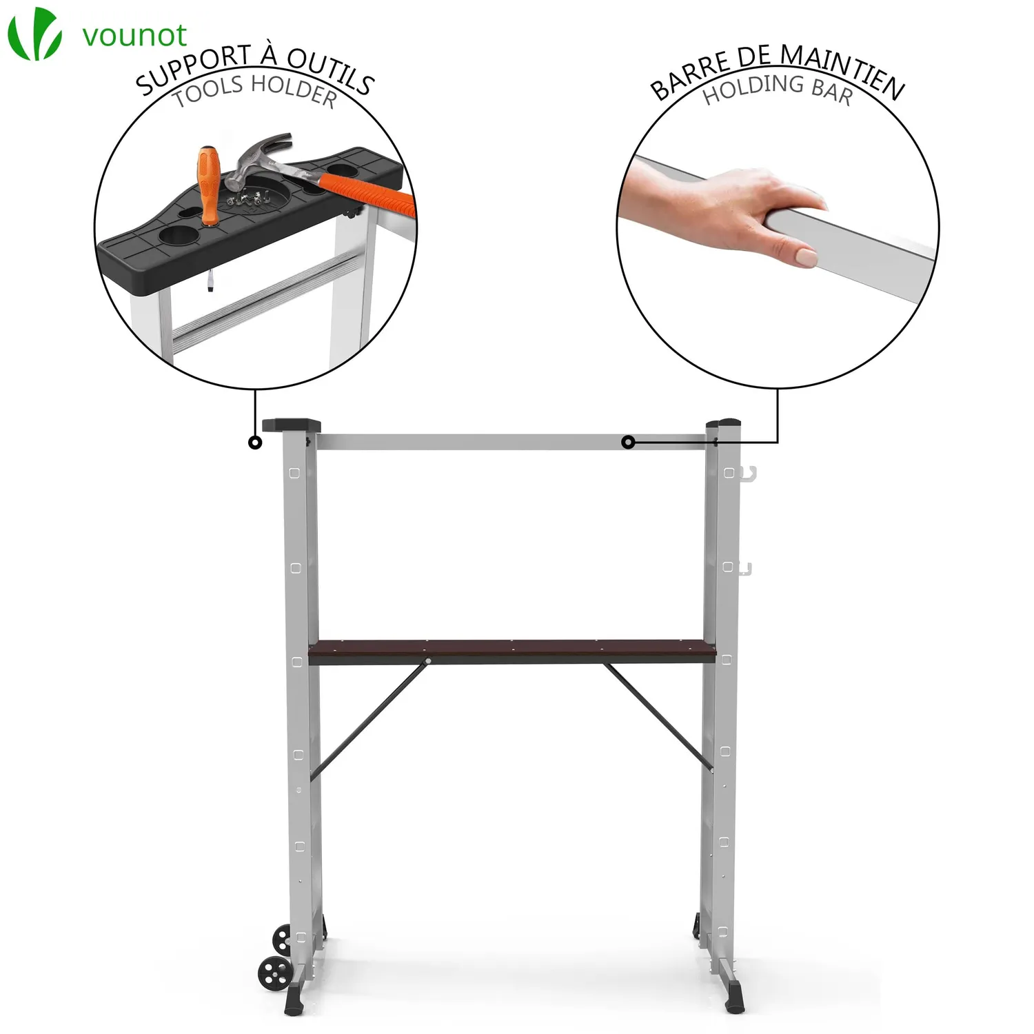 Vounot trabattello scala alluminio 3 in 1 portata 150 kg
