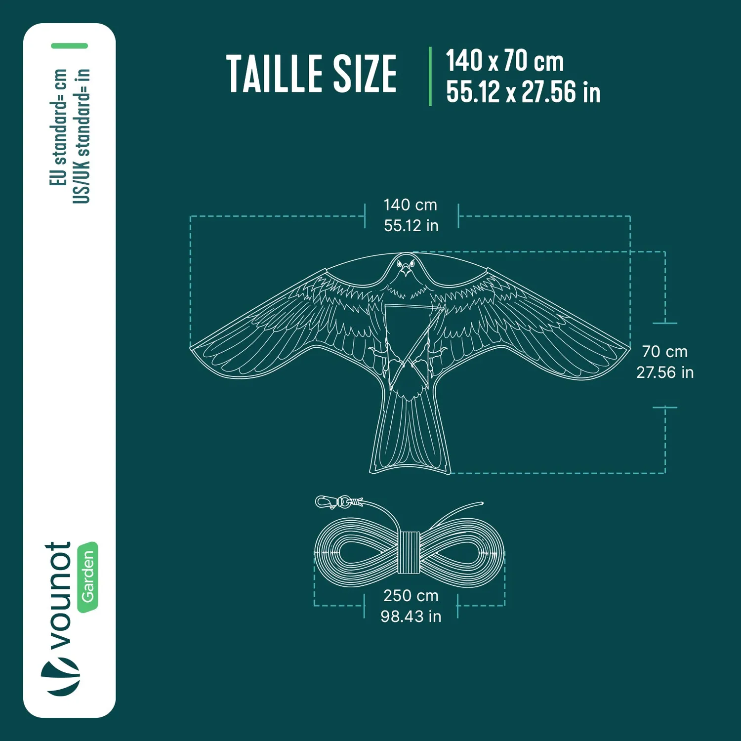 Vounot aquilone spaventapasseri falco 140x70 cm senza palo