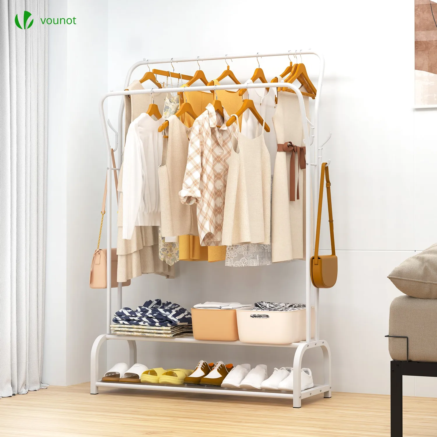Vounot Stand Appendiabiti Doppio 110x35x146cm Bianco