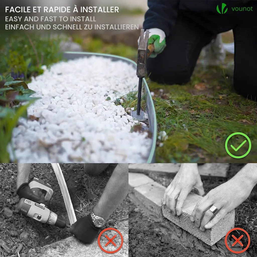 VOUNOT Bordura Giardino Flessibile 20m Grigio Verde con Picchetti