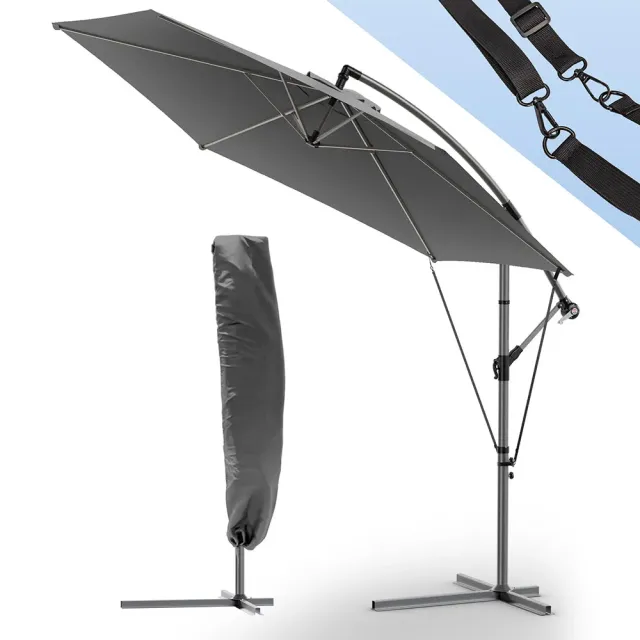 VOUNOT Ombrellone Decentrato 3M Grigio Anti-UV