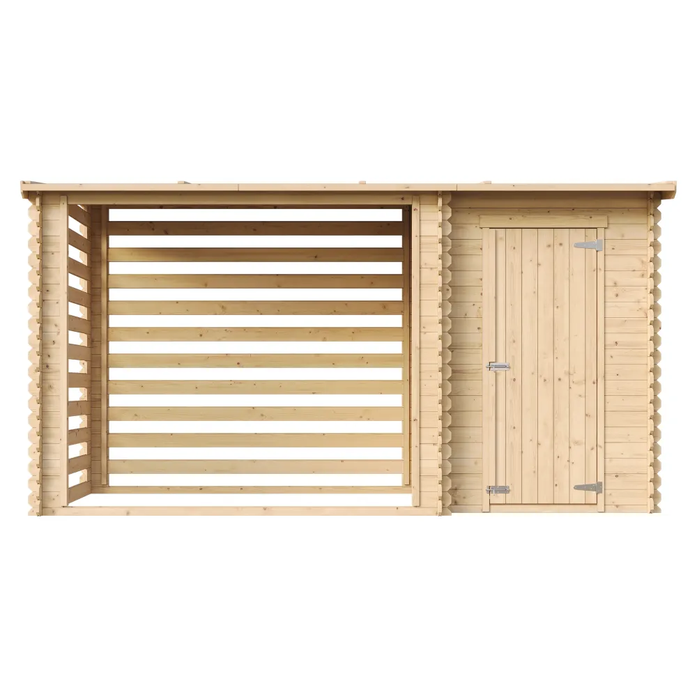 Timbela M205 Tettoia Legna 344x130 cm Tetto Bituminoso