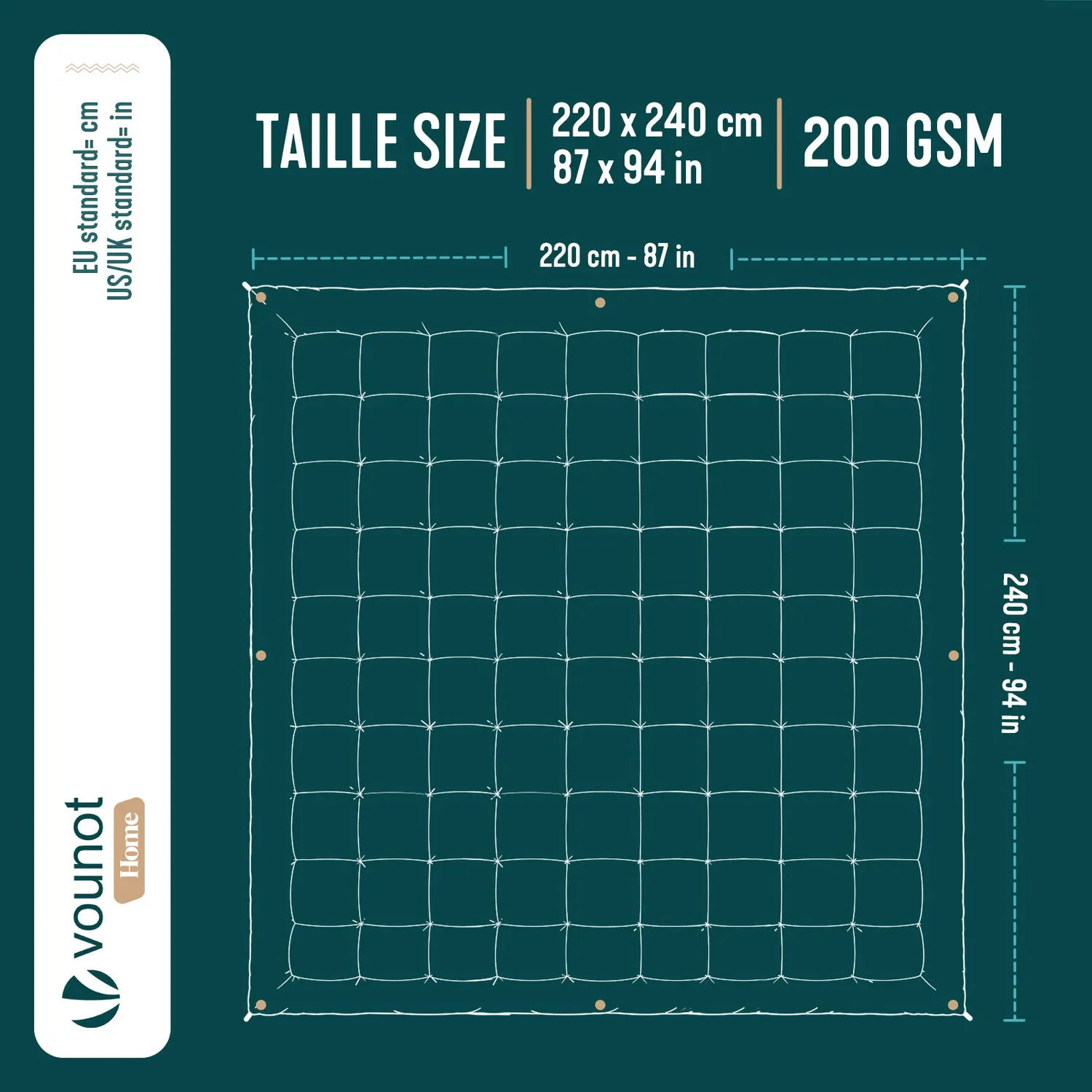 Vounot piumino leggero 220x240 bianco 200 g/m²