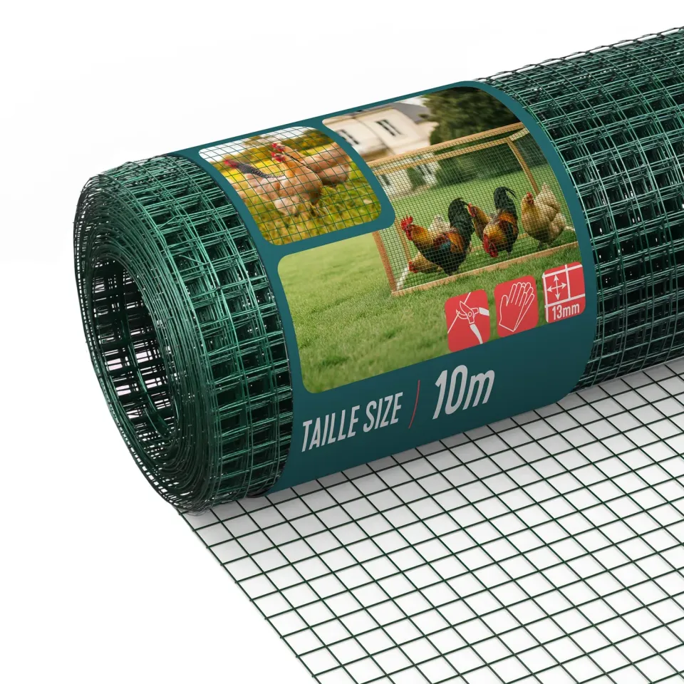 VOUNOT Rete Elettrosaldata PVC Verde 1x10 m Maglia 13 mm