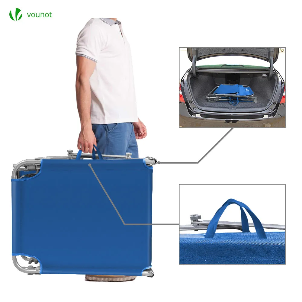 Vounot lettino prendisole pieghevole blu 2 pezzi con parasole