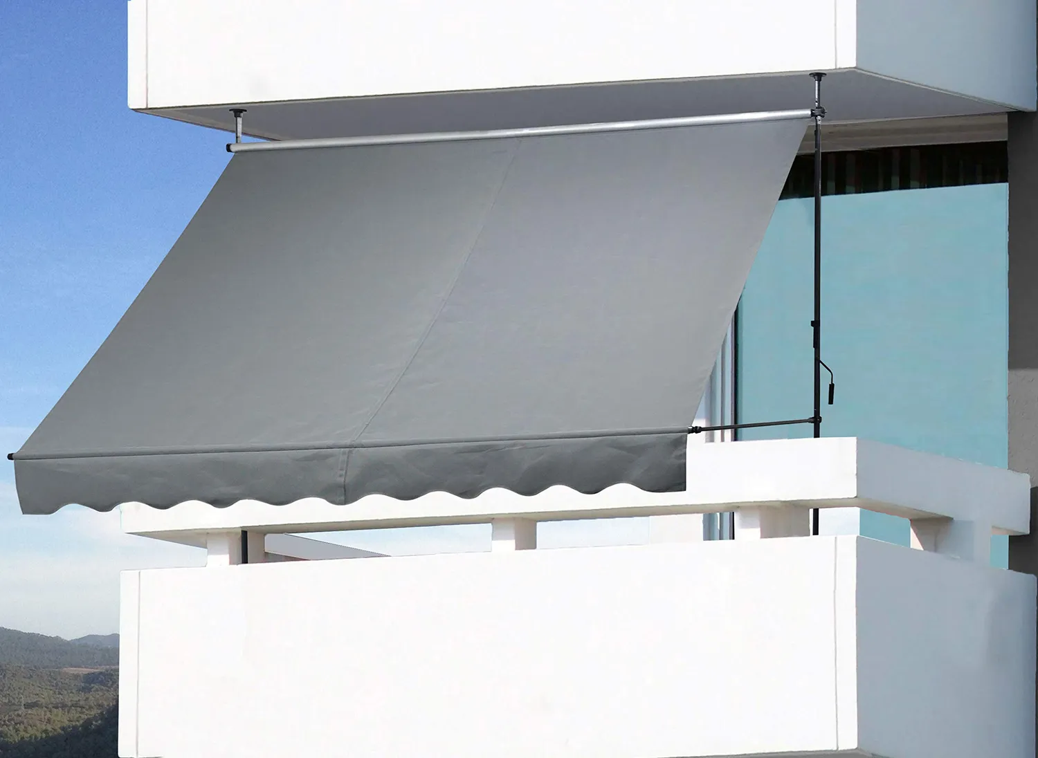 QUICK STAR Tenda a Morsetto 200x130 cm Grigia Senza Fori