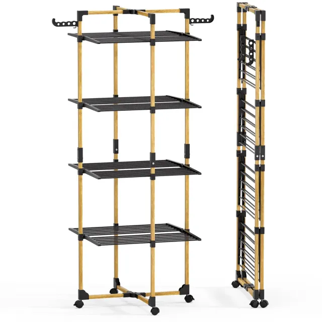 Vounot stendibiancheria torre pieghevole 4 livelli nero 33 m