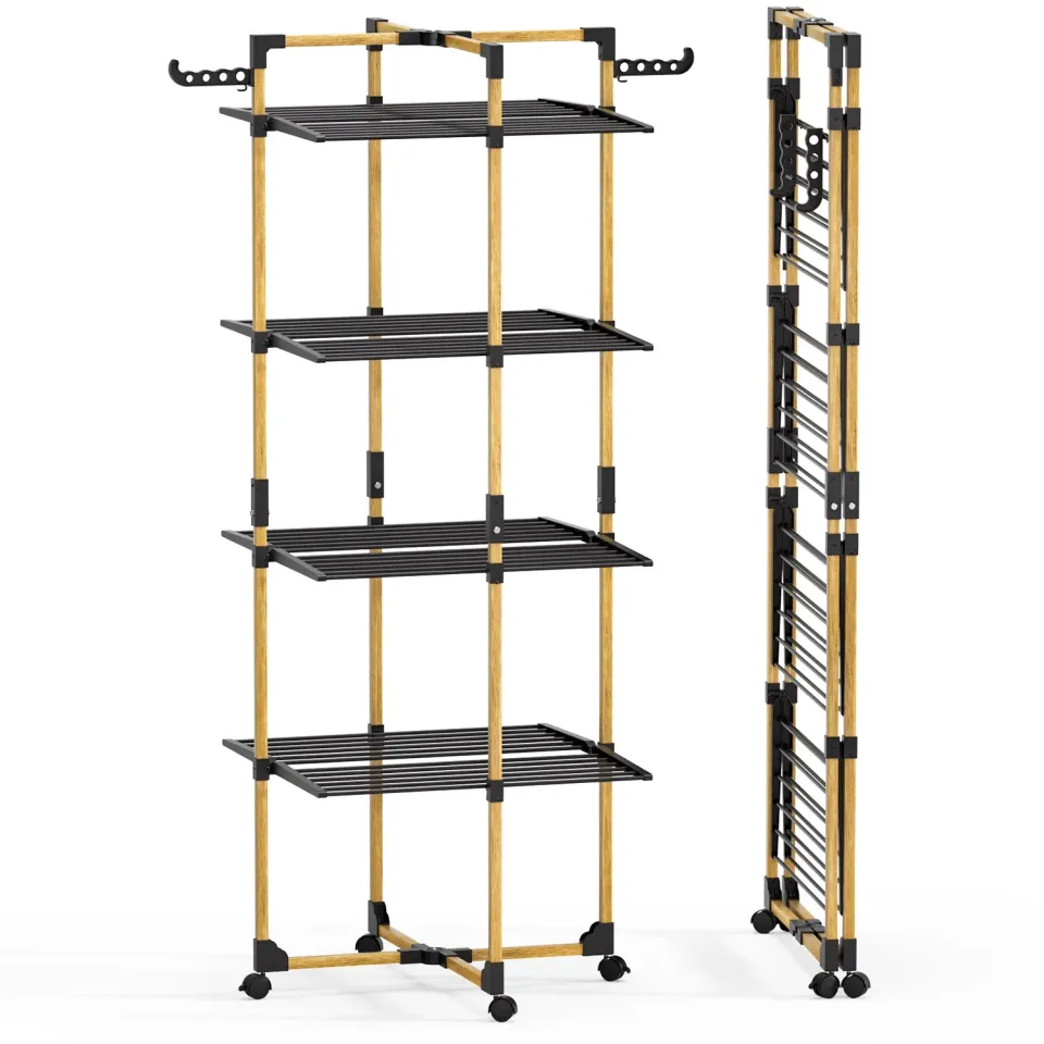 Vounot stendibiancheria torre pieghevole 4 livelli nero 33 m