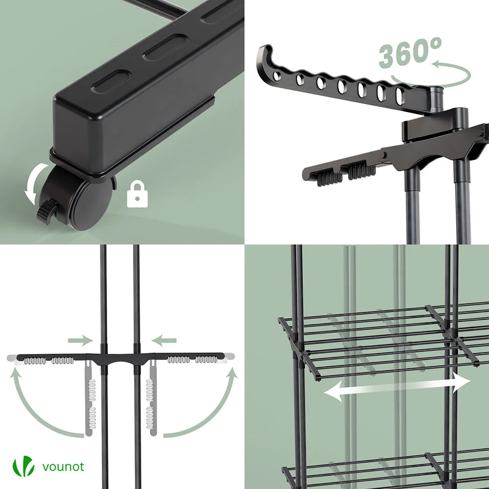 Vounot stendibiancheria a torre 190x53x170 cm nero 26 kg