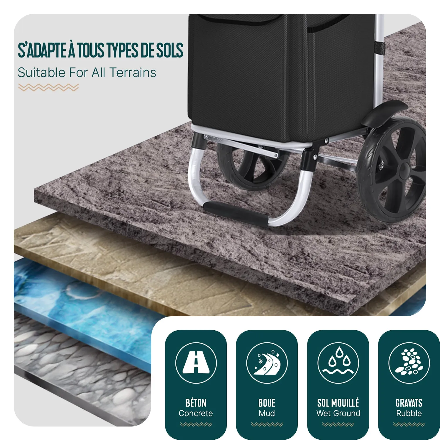 VOUNOT Carrello spesa pieghevole alluminio nero 58 L 40 kg