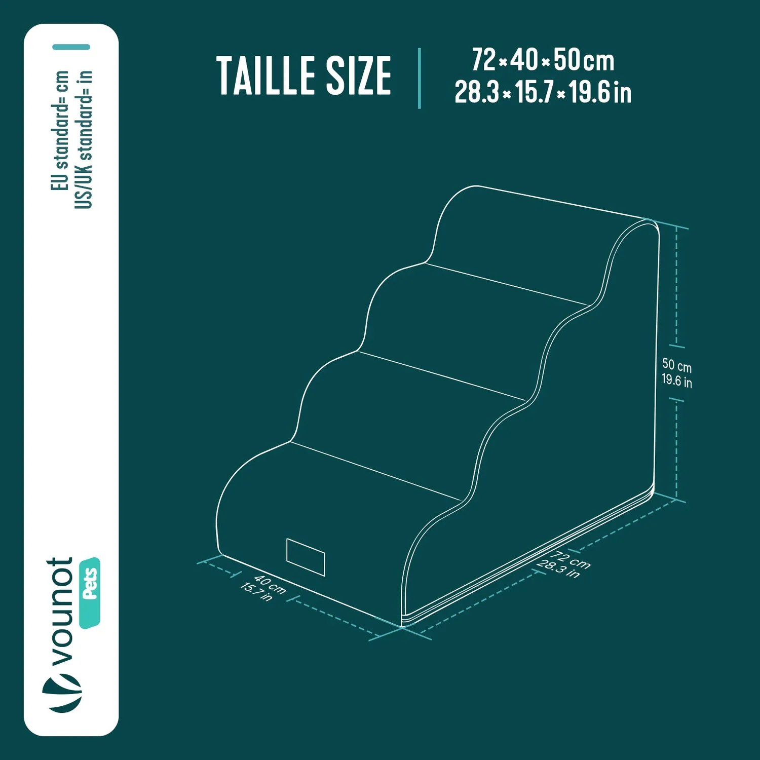 VOUNOT Scala per Cani 72x40x50cm Grigia 4 Gradini