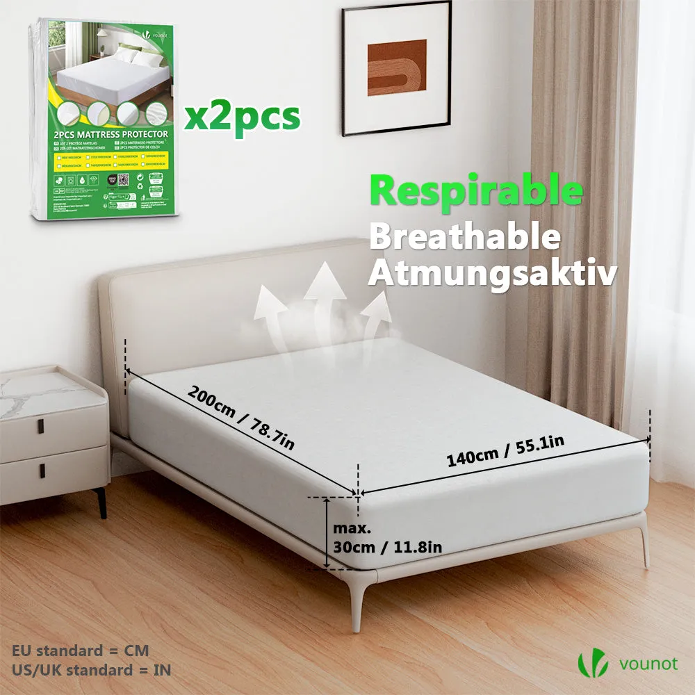 VOUNOT Coprimaterasso impermeabile 140x200 2 pezzi