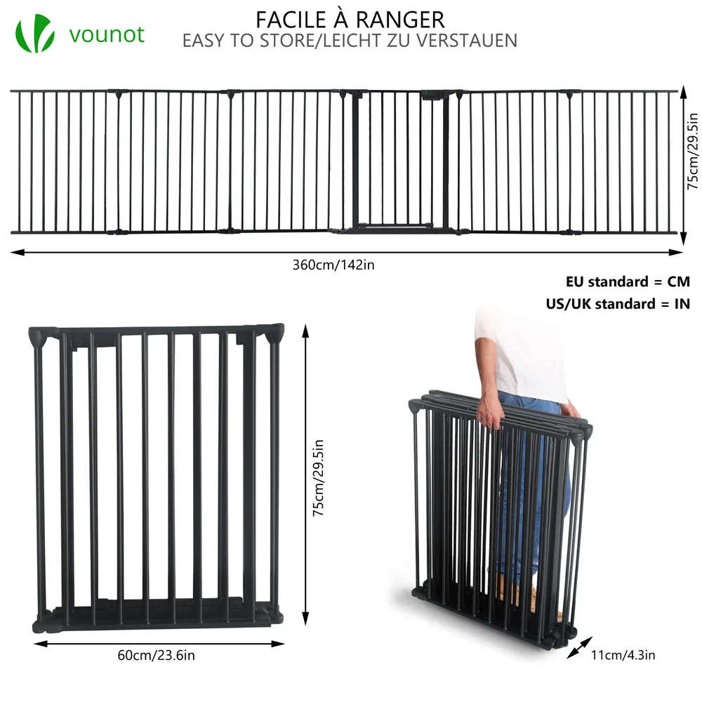 VOUNOT barriera sicurezza 6 pannelli nera 3,6 m cancello