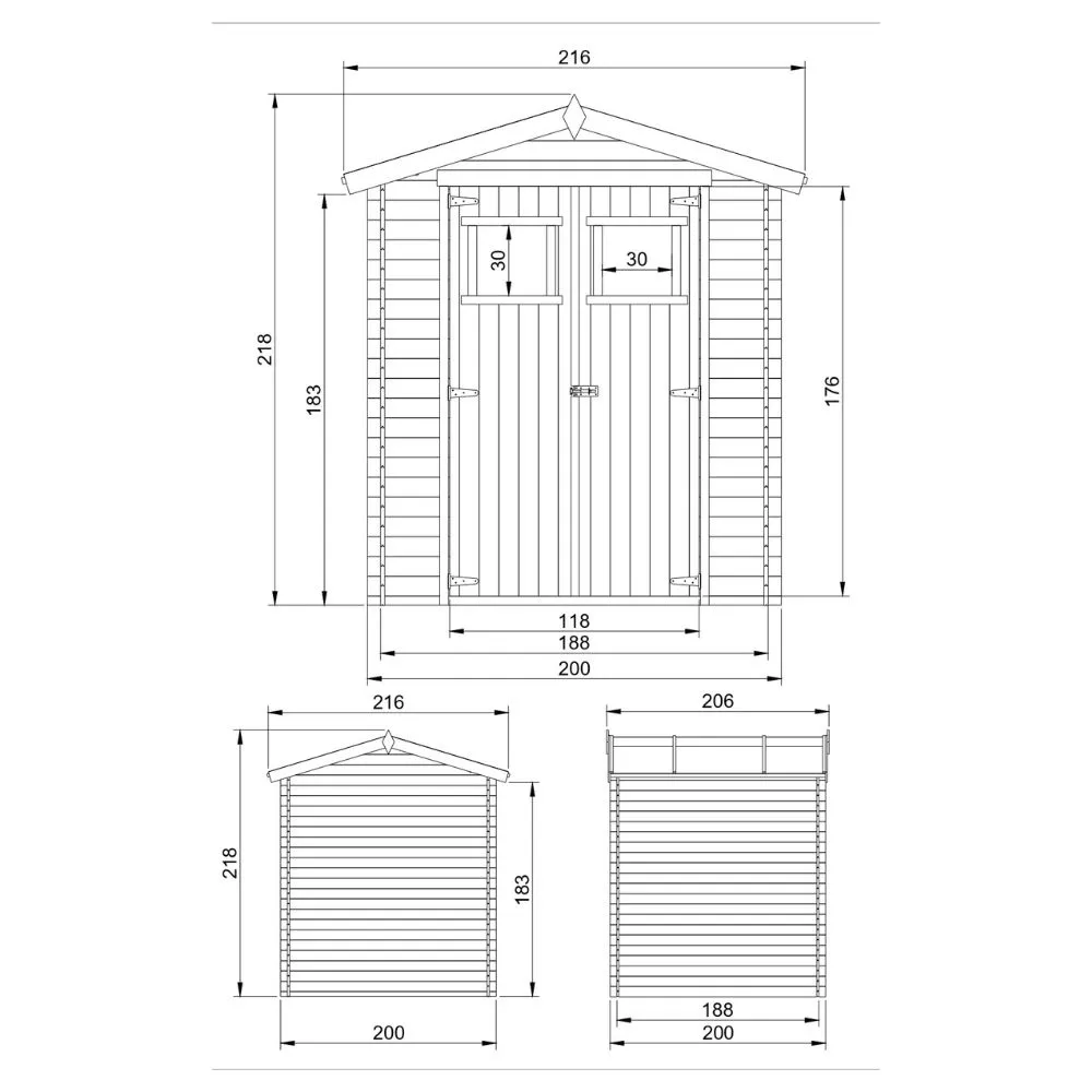 Timbela M343 casetta legno 200x200 cm con finestre