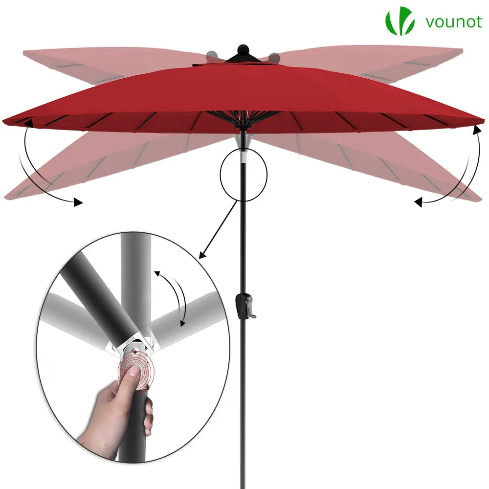 VOUNOT Shanghai ombrellone inclinabile rosso 270 cm con custodia