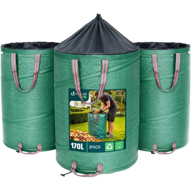 Vounot Sacco Giardino Pop-Up 170L 3 Pezzi con Maniglie