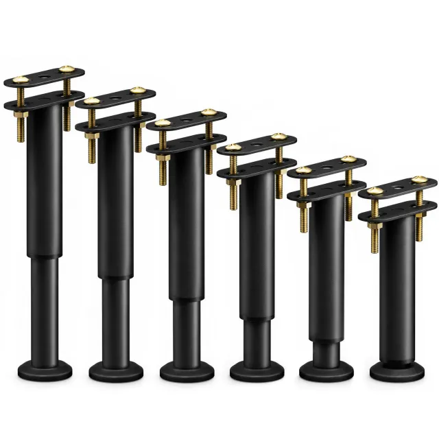 Vounot piedini letto regolabili 18-32 cm neri set 6 pezzi