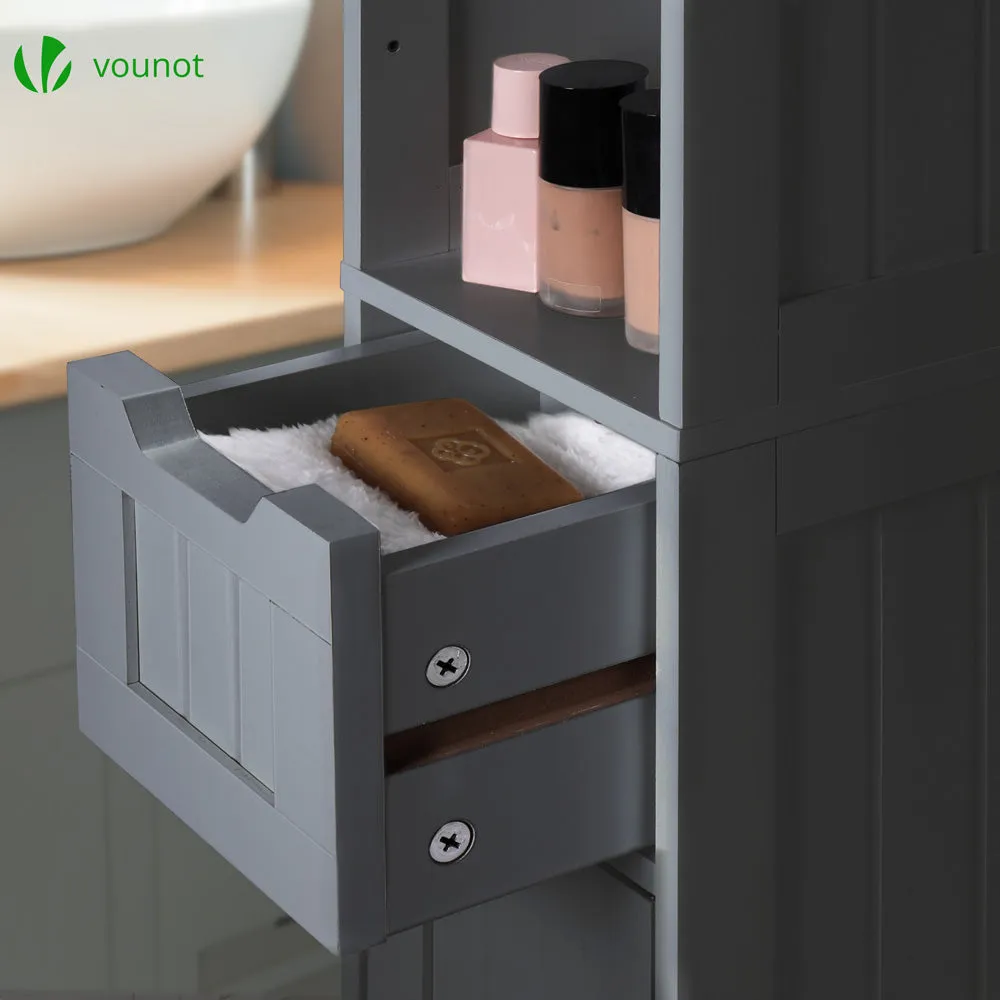 Vounot Mobile Colonna Bagno 20x20x180 cm Grigio MDF