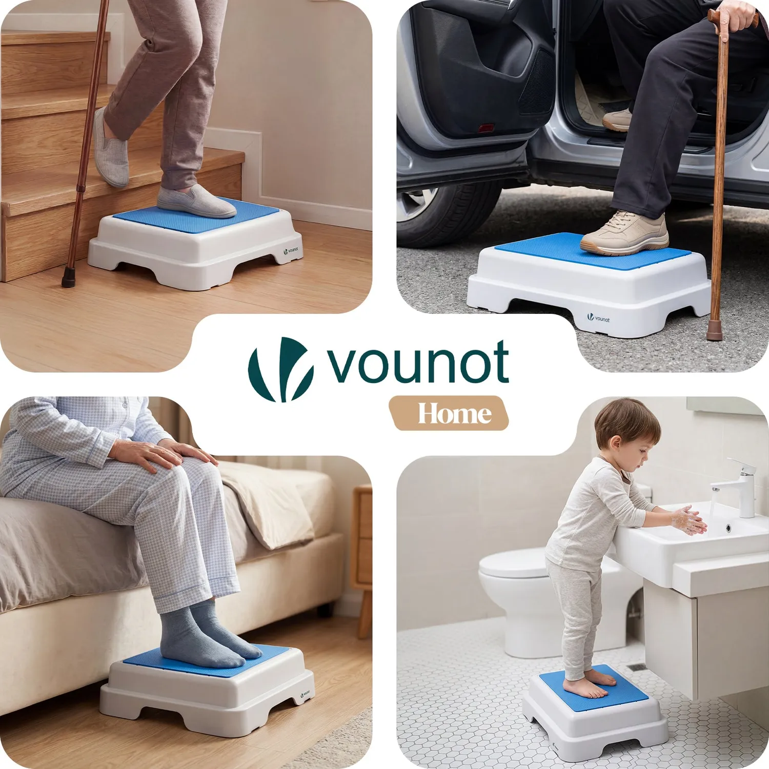 Vounot Predellino Bagno Antiscivolo Blu 43x33x11 cm 180 kg