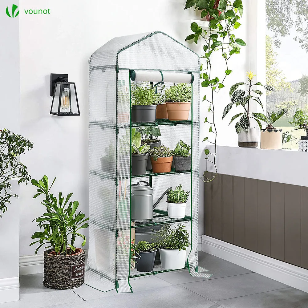 Vounot serra da giardino 69x49x160 bianca 4 ripiani anti UV