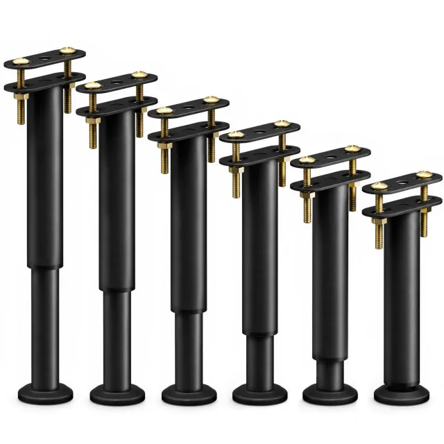Vounot Piedi Letto Regolabili 25-43cm Metallo Nero 6pz