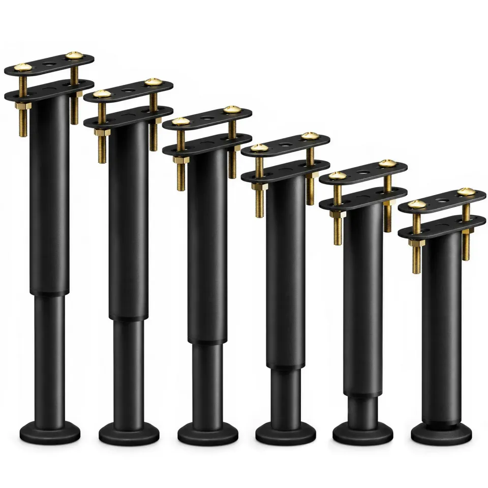 Vounot Piedi Letto Regolabili 25-43cm Metallo Nero 6pz
