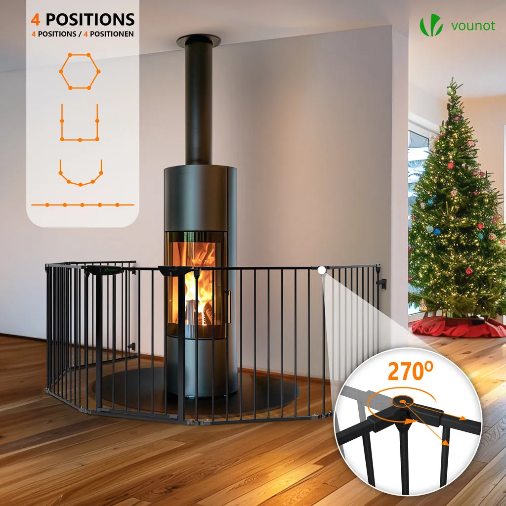 VOUNOT Barriera Camino 375 cm Nera 6 Pannelli Pieghevole