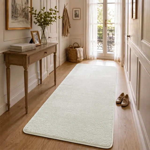 Vounot Tappeto Pelo Raso 80x200cm Crema Lavabile
