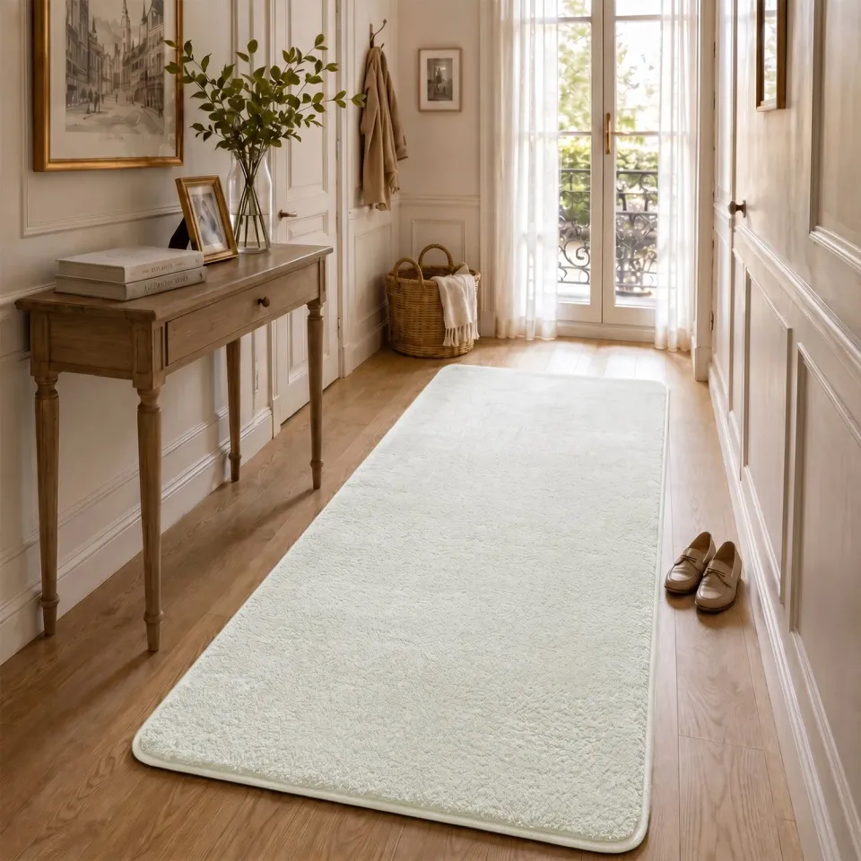 Vounot Tappeto Pelo Raso 80x200cm Crema Lavabile