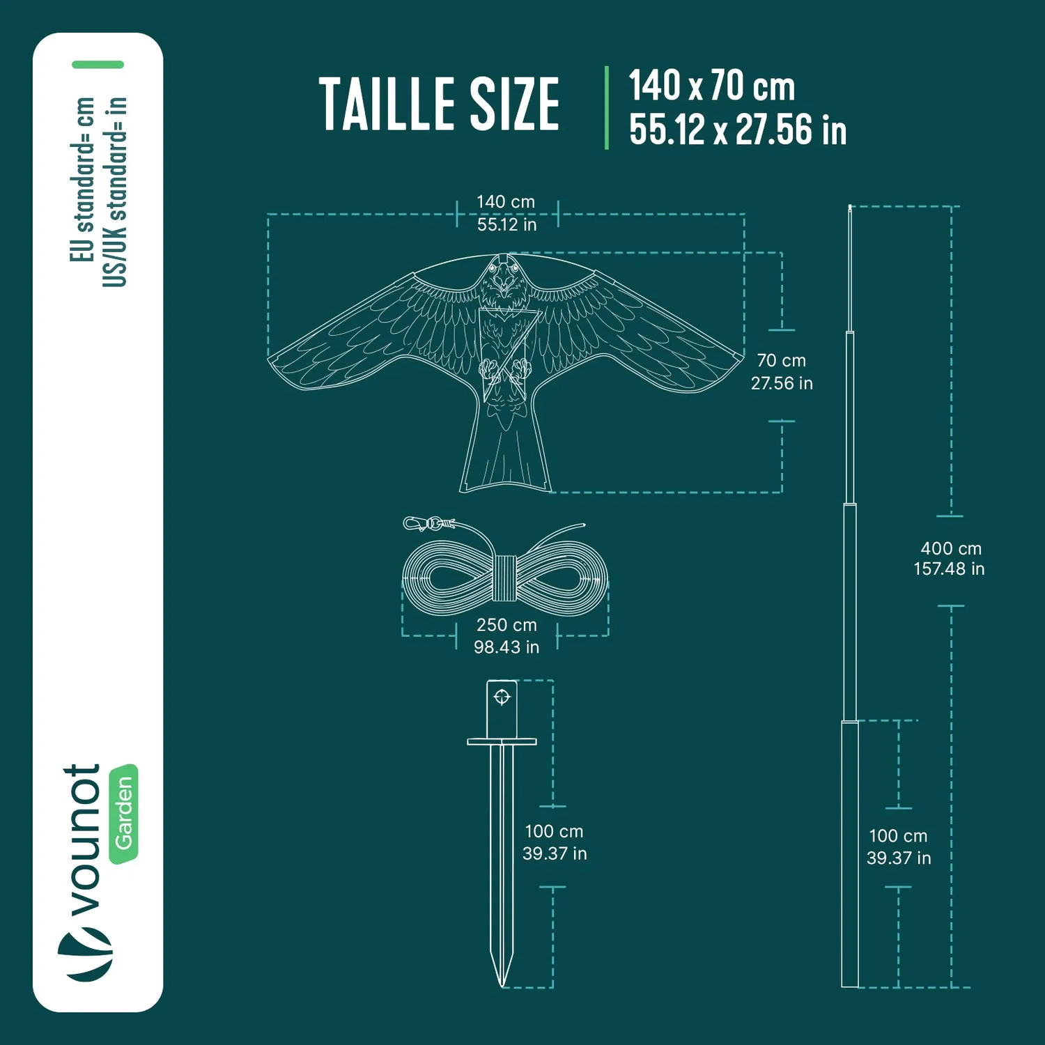 Vounot Aquilone Spaventapasseri Falco con Palo 140x70cm