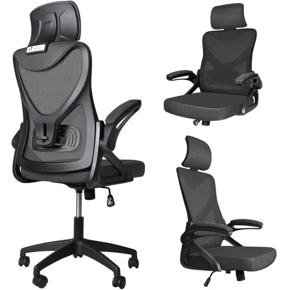 VOUNOT Sedia Ufficio Ergonomica Nera Poggiatesta Rete