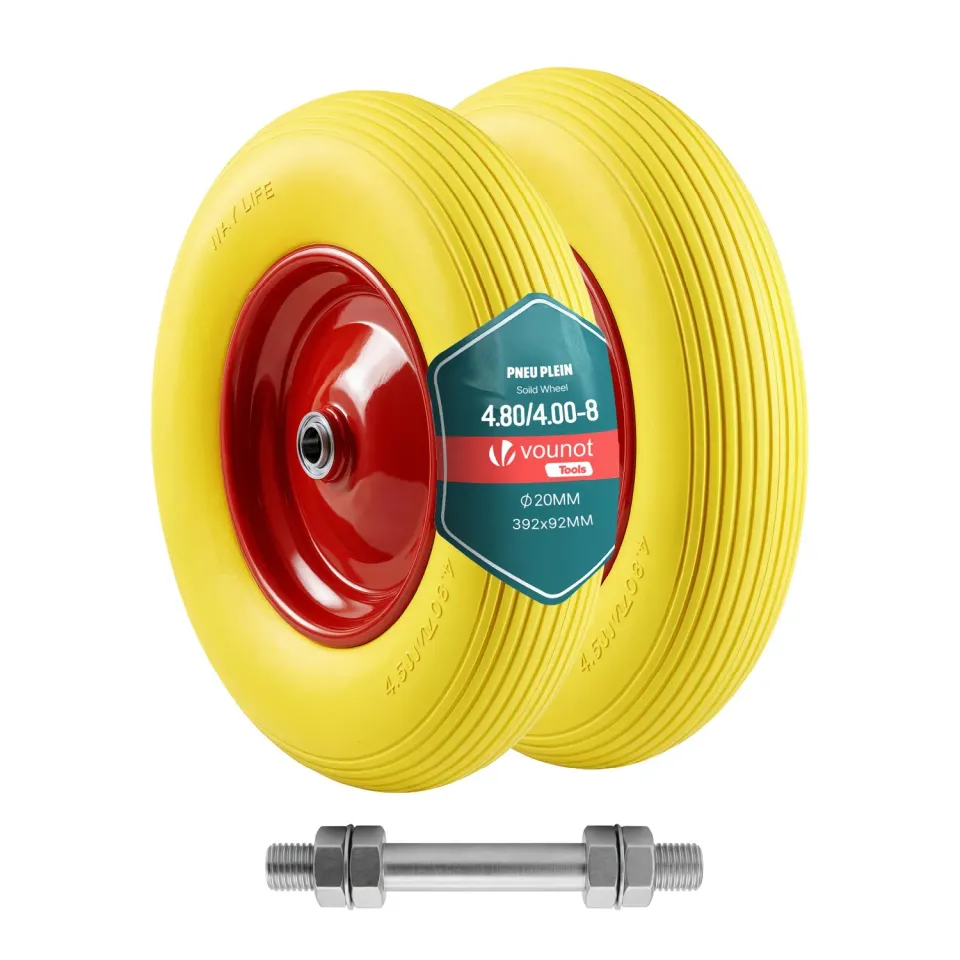 VOUNOT Ruota Piena Carriola 4.80/4.00-8 Gialla 20mm 2 Pezzi