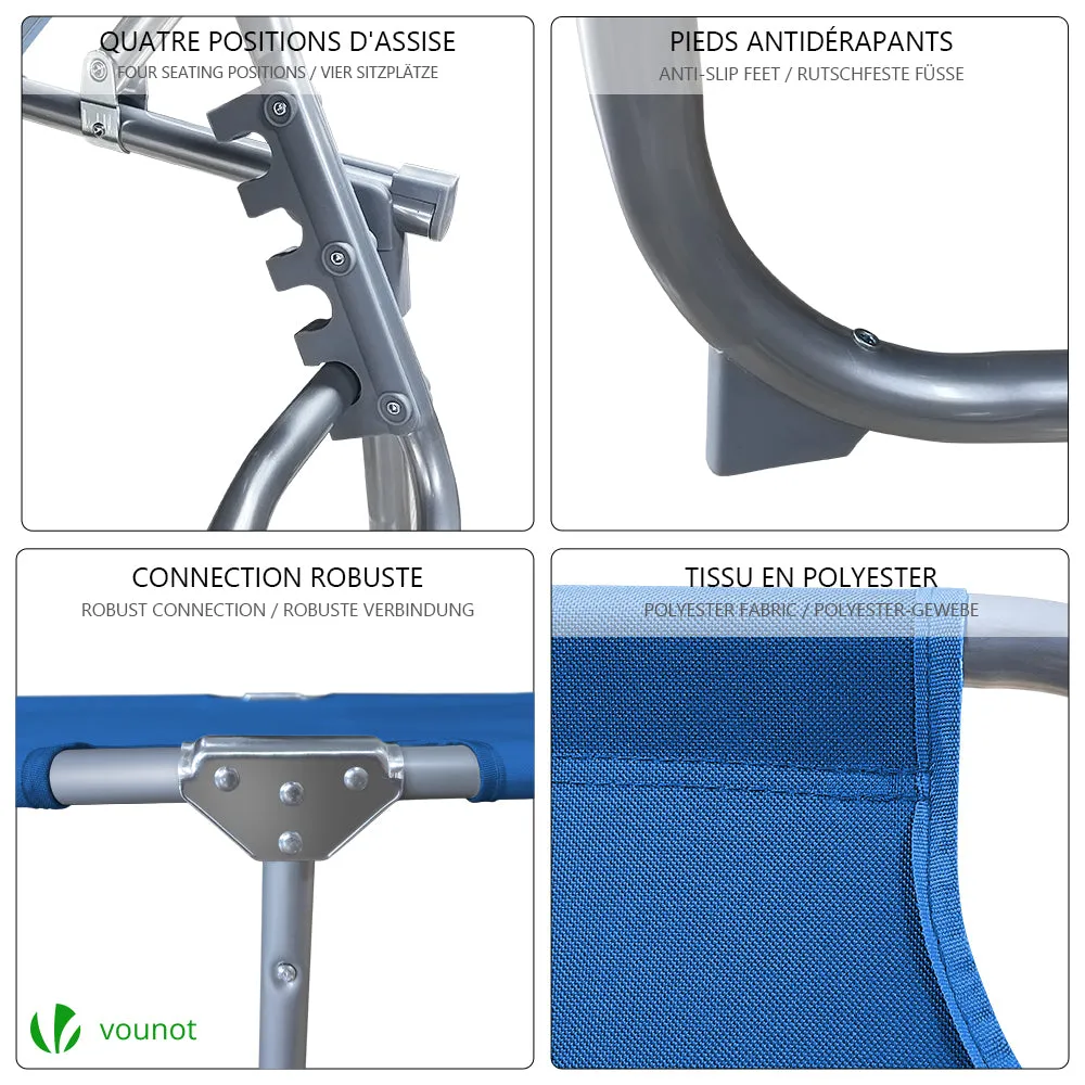 Vounot lettino prendisole pieghevole blu 2 pezzi con parasole