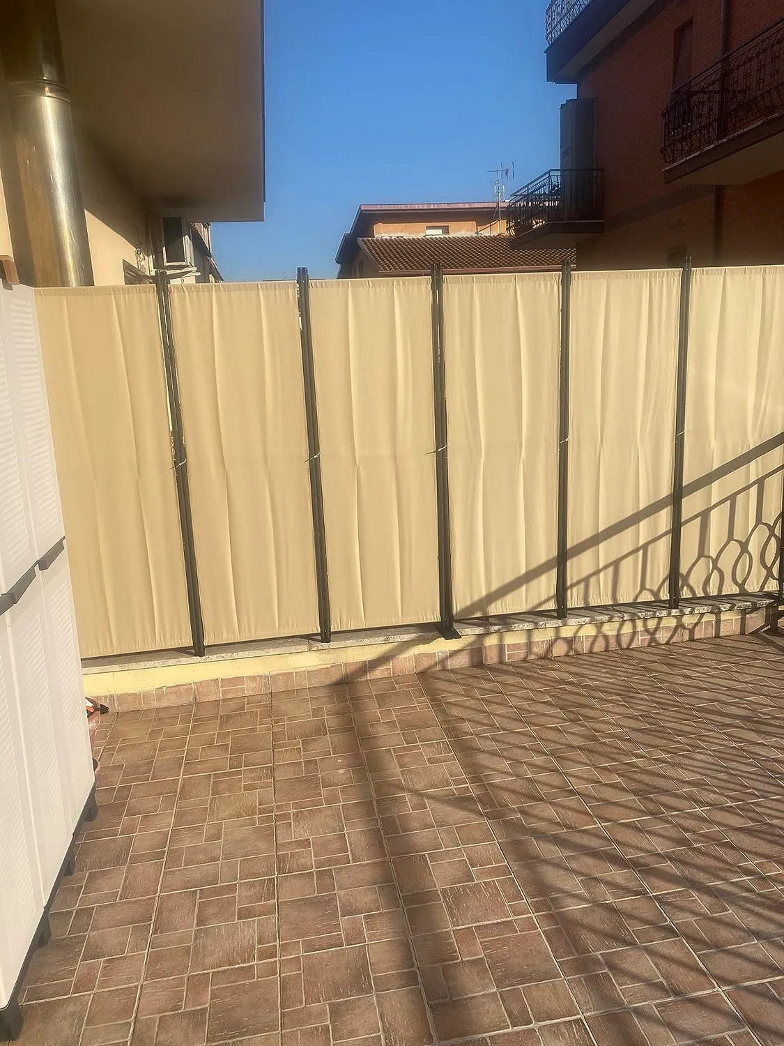 QUICK STAR paravento 3 pannelli 170x165 cm beige da esterno