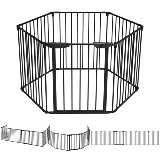 VOUNOT Barriera Camino 375 cm Nera 6 Pannelli Pieghevole