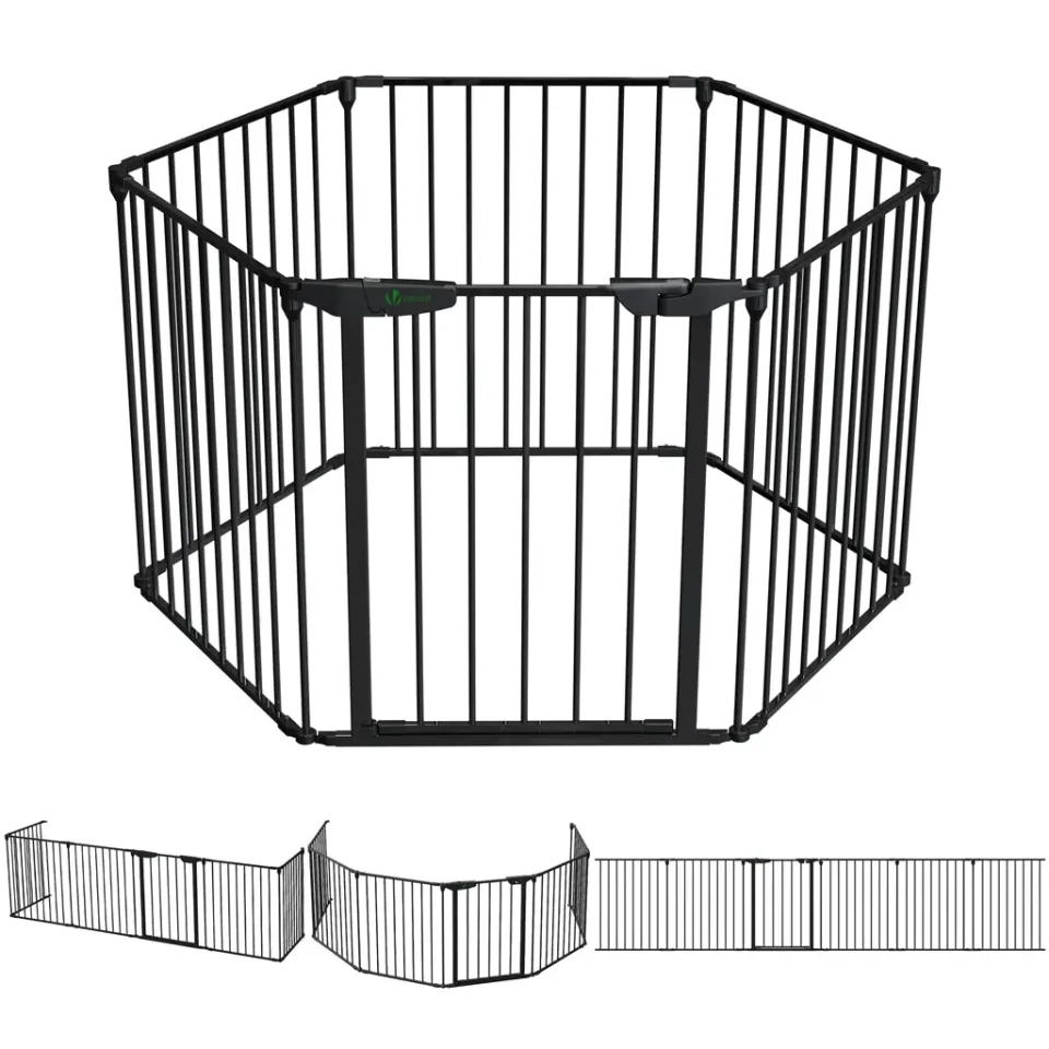 VOUNOT Barriera Camino 375 cm Nera 6 Pannelli Pieghevole