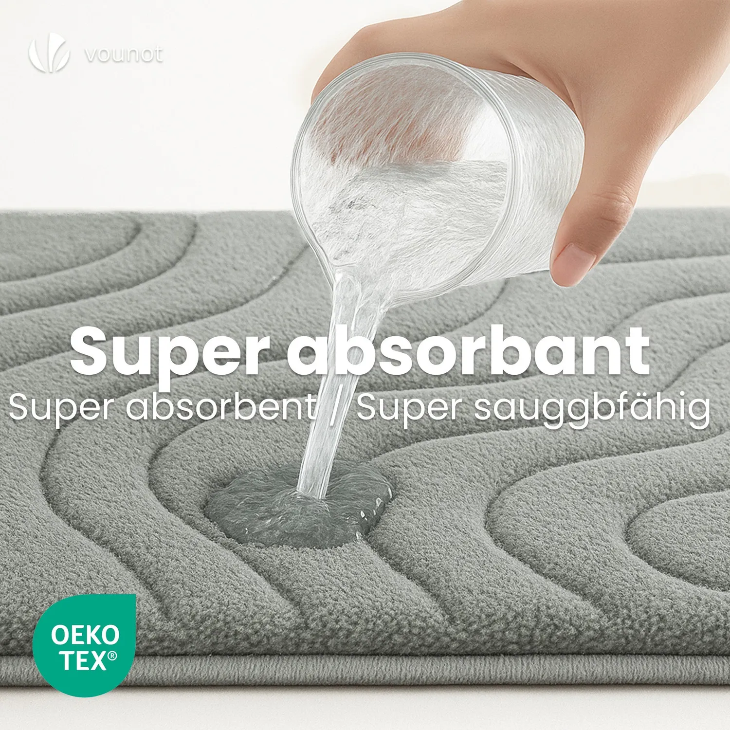 VOUNOT Tappeto Bagno Antiscivolo Grigio 50x80cm Microfibra