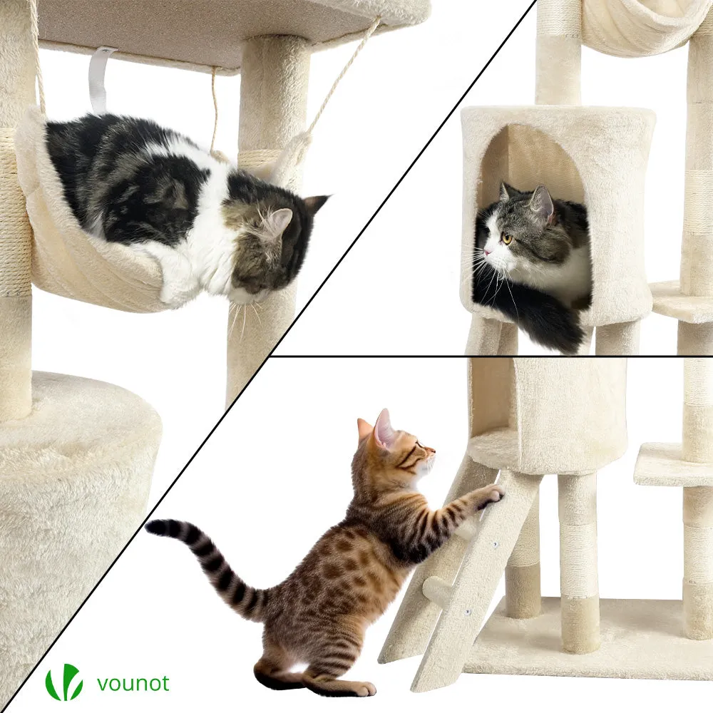Vounot Albero Tiragraffi Gatto 154 cm Beige con Cuccia